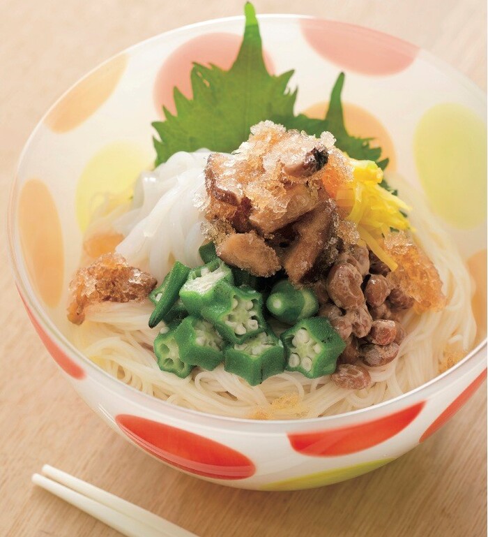 シャキシャキひんやり!ばくだんそうめん