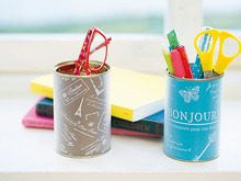 フレンチプリントがかわいい!あき缶で作るペン立て