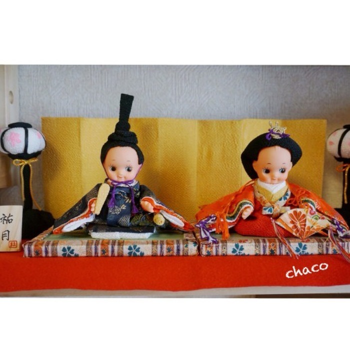 毎年出せる♡省スペース雛人形♡手作りキューピーお雛様