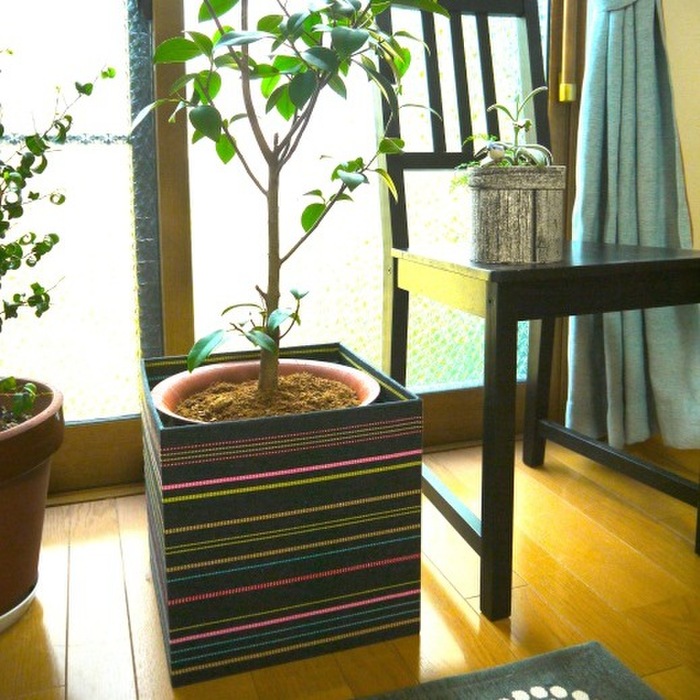 IKEAファブリックの植木鉢カバー