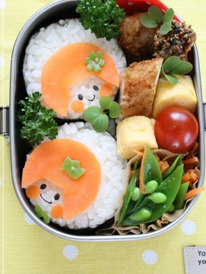 間引き野菜はお弁当の彩りに。