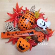 100圴Xmasリースをハロウィンリースにリメイク