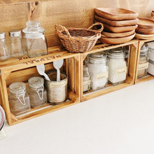 100均木箱&お菓子型でキッチン収納