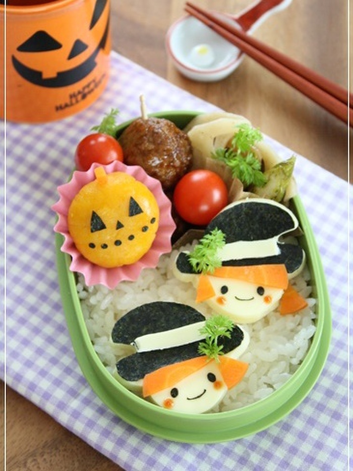 型抜きの応用!ハロウィン魔女っこ弁