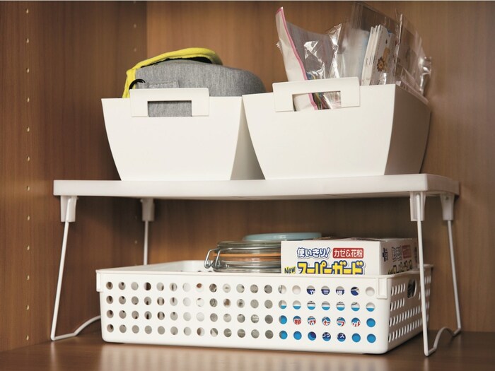 改造ポイント2 整理棚で収納力をアップ