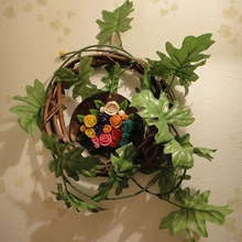 100均♡トイレの薔薇リース♡