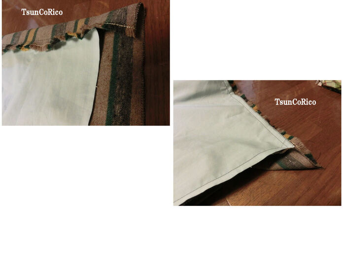 側面も ストライプの布になるように。