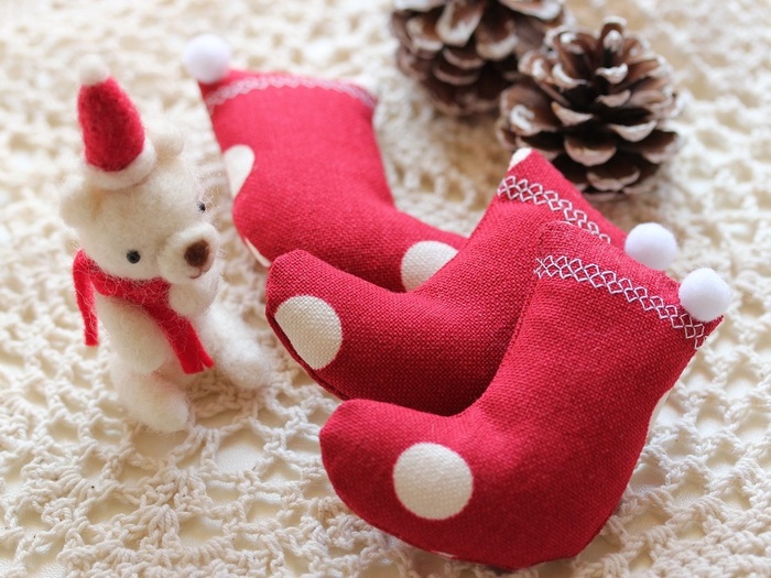 はぎれで☆「くつ下」のオーナメント*・゚☆+*