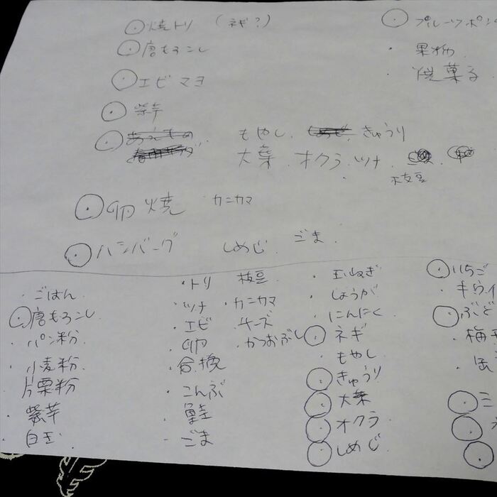 食材を書き出してみる