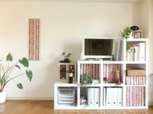 雑然とするオープン棚の中身を隠してスッキリ見せる方法