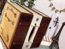 100円アイテムで簡単♢木箱の洋書風ポケットティッシュ入れ