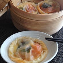 リメイク 海老チリとマンゴーの蒸し餃子