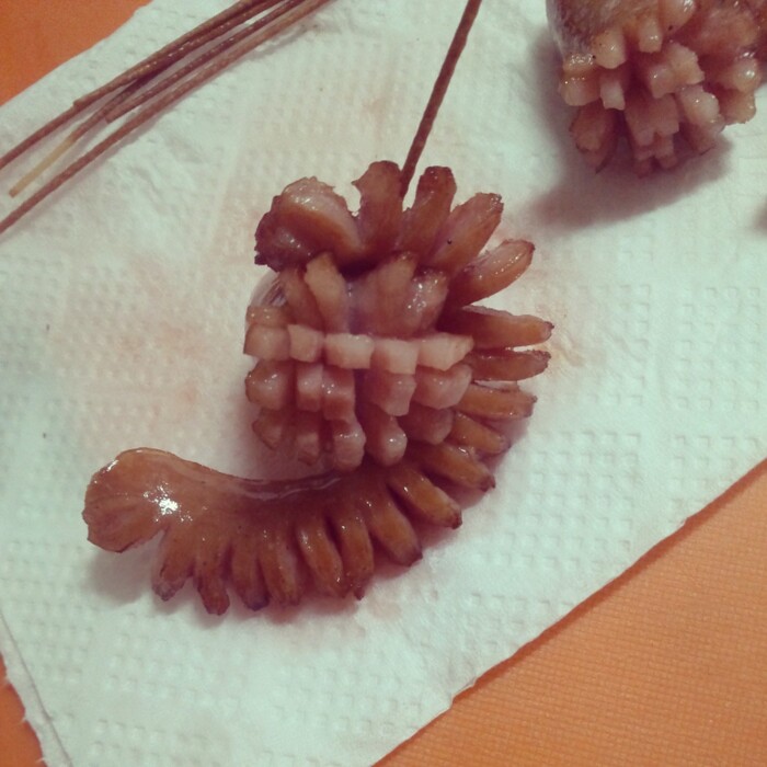 揚げパスタで固定!!