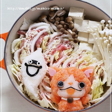 大根おろしアート 妖怪ウォッチ ジバニャン&ウィスパーのデコ鍋