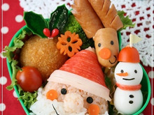 これでもかっ!!クリスマス満載キャラ弁(笑)