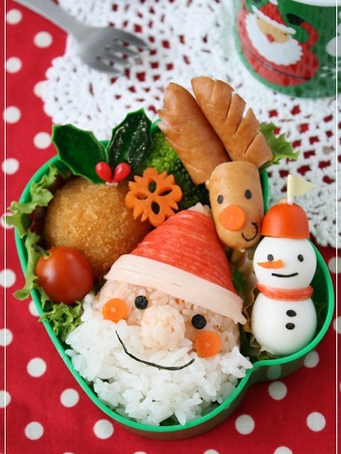 これでもかっ!!クリスマス満載キャラ弁(笑)