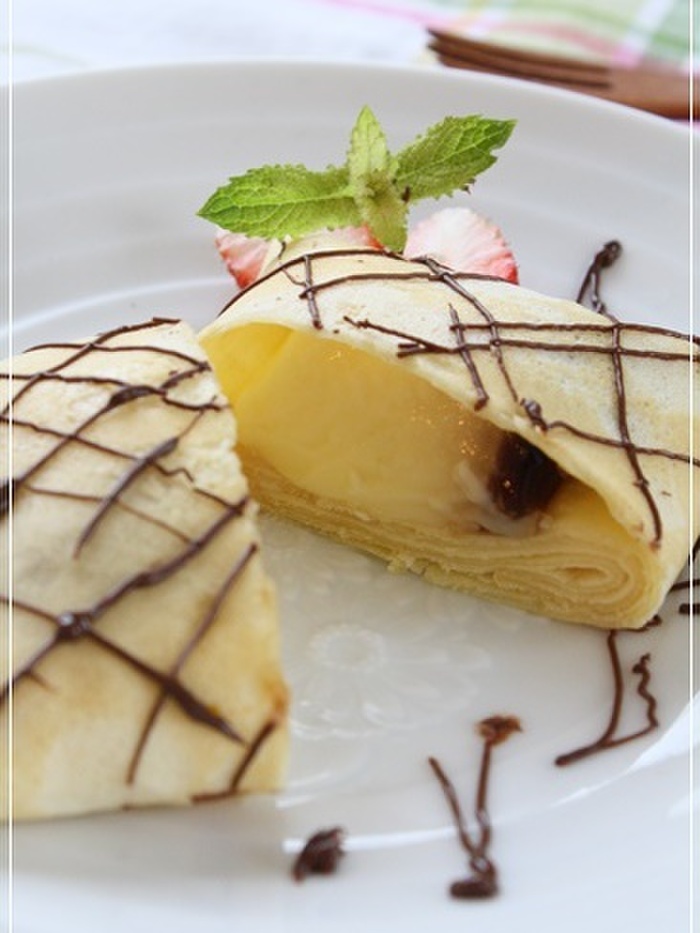 簡単☆市販プリンを活用でカフェ風クレープ