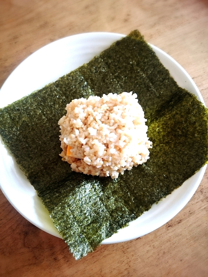具の上にごはんをのせます。