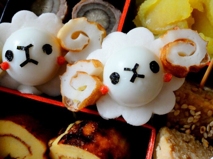 お弁当やお節などのワンポイントに*型抜きで簡単ひつじデコ