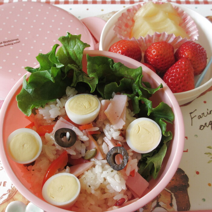 冷蔵庫にあるもので♬サラダごはん弁当