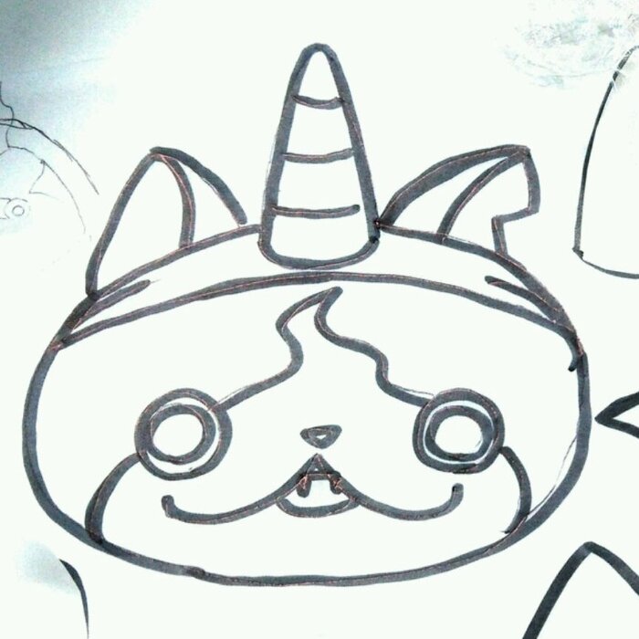 トレーシングペーパーでジバニャンをうつして