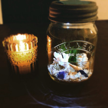 100均アートグリーンで癒しのメイソンジャー