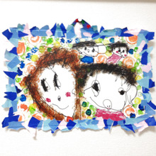 折り紙で♪子供の絵をなんちゃって額装☆
