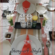 日だまりランチタイムは、オレンジ色でコーディネート