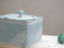 古風な柿の種缶をガーリーにリメイク