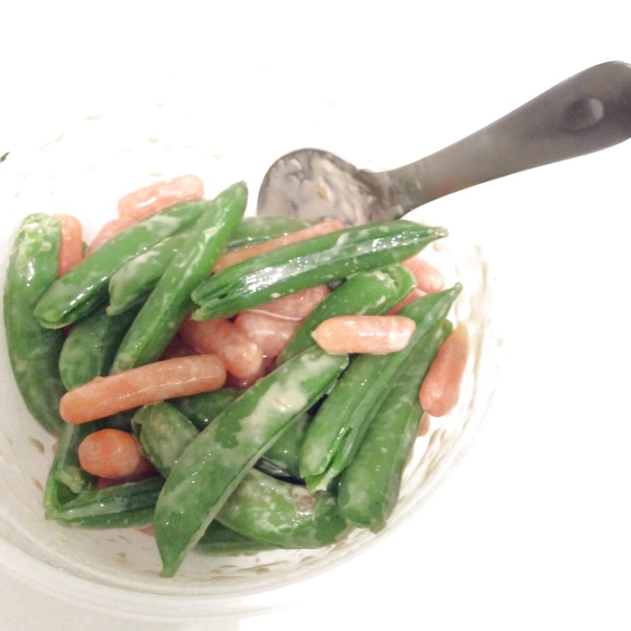 スナップエンドウと和えて完成!