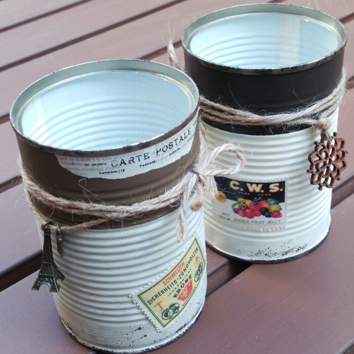 簡単空き缶リメイク☆ヴィンテージ風2トーンペイント