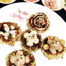 ミニお好み焼き♪トッピングは”マッシュポテトde熊の3人兄弟”