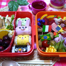 俵型おにぎりで簡単にキャラ弁!動物たちの行楽お弁当♪