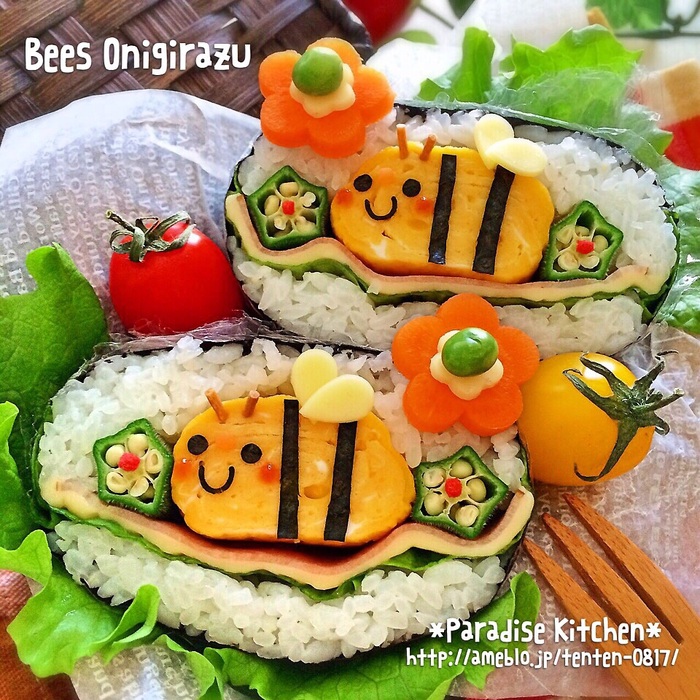 進化系おにぎらず春Ver.!ミツバチくんデコおにぎらず