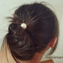 簡単! コットンパールのヘアゴム