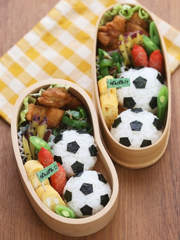 サッカー少年へ♡簡単！サッカーボールのおにぎり弁当