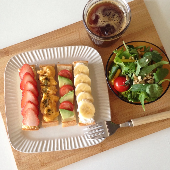 簡単!オシャレ!流行りのスティックオープンサンドで朝ご飯