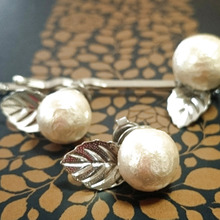 簡単♪貼るだけ コットンパールのピアス&ヘアピン