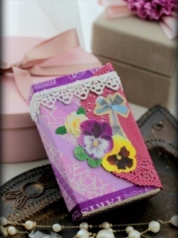 春色の小箱♪マスキングテープとシールでコラージュ♪