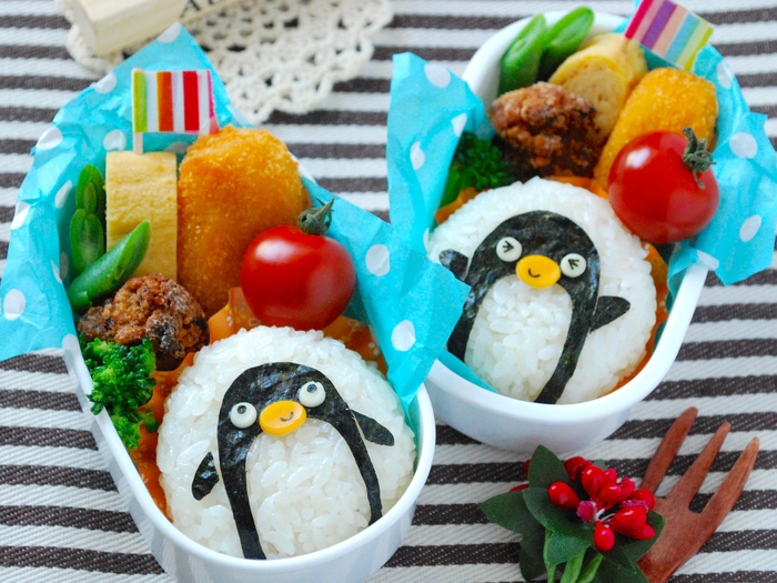 キャラ弁☆ペタッと簡単ペンギンおにぎり弁当