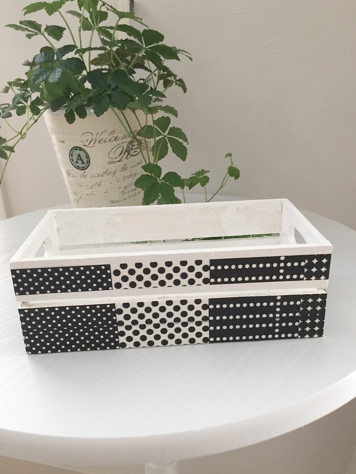 木箱にマステをはる