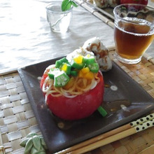 めんつゆジュレで洋風トマト丸ごとそうめん
