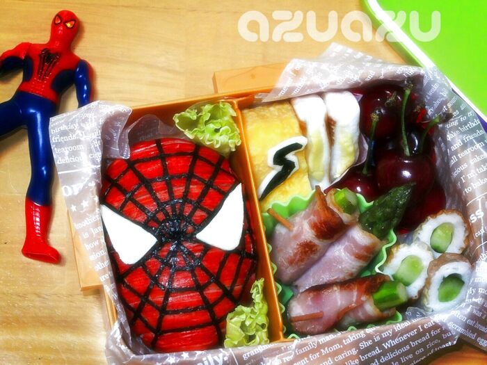 キャラ弁 男の子☆刻み海苔を使ってスパイダーマン