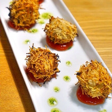 カリカリ!サクサク!素麺をコロモに巣ごもり揚げのレシピ