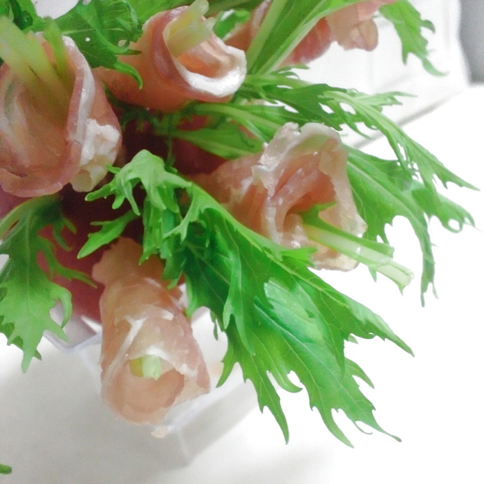 生ハム&水菜のピックdeブーケ風♪