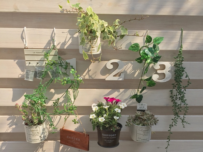 セリアのフェイクグリーンでウォールデコ