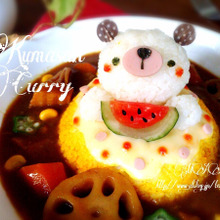 暑い時期こそ!煮物アレンジ☆根菜ゴロゴロくまちゃんデコカレー♪