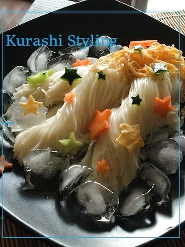 七夕そうめん★いつものお素麺、束にして茹でると天の川★