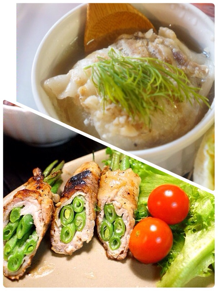 野菜を肉で巻く