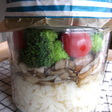 ホタテとキノコのジャーリゾット